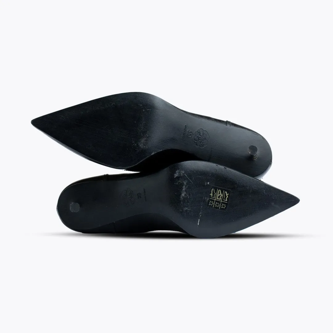 Alexander Mcqueen Black Victorian Style Leather Boots