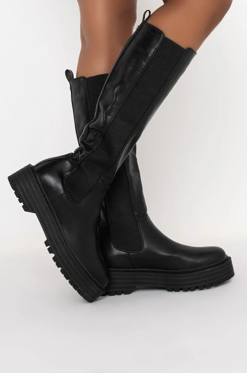 AZALEA WANG CAN'T RAIN ON ME FLATFORM BOOT IN BLACK