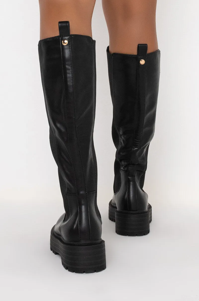 AZALEA WANG CAN'T RAIN ON ME FLATFORM BOOT IN BLACK