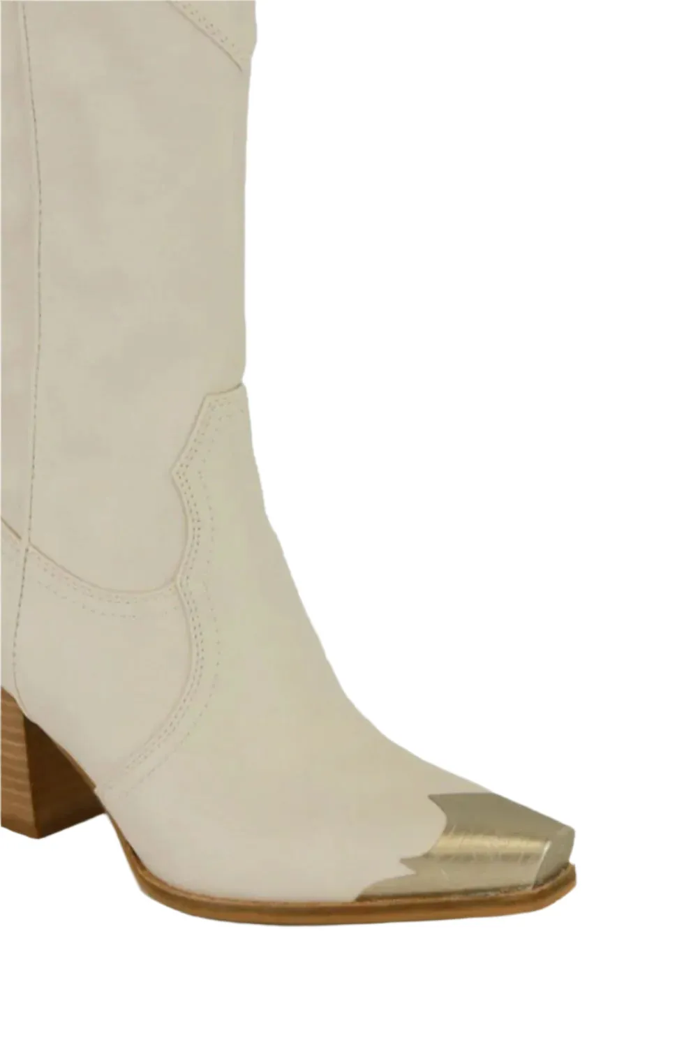 Beast Fashion Metal-Toe Block Heel Ankle Boots
