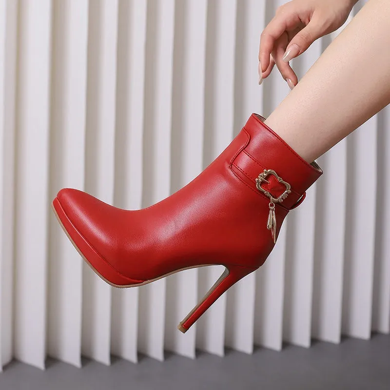 Gilded Charm Leather Boots