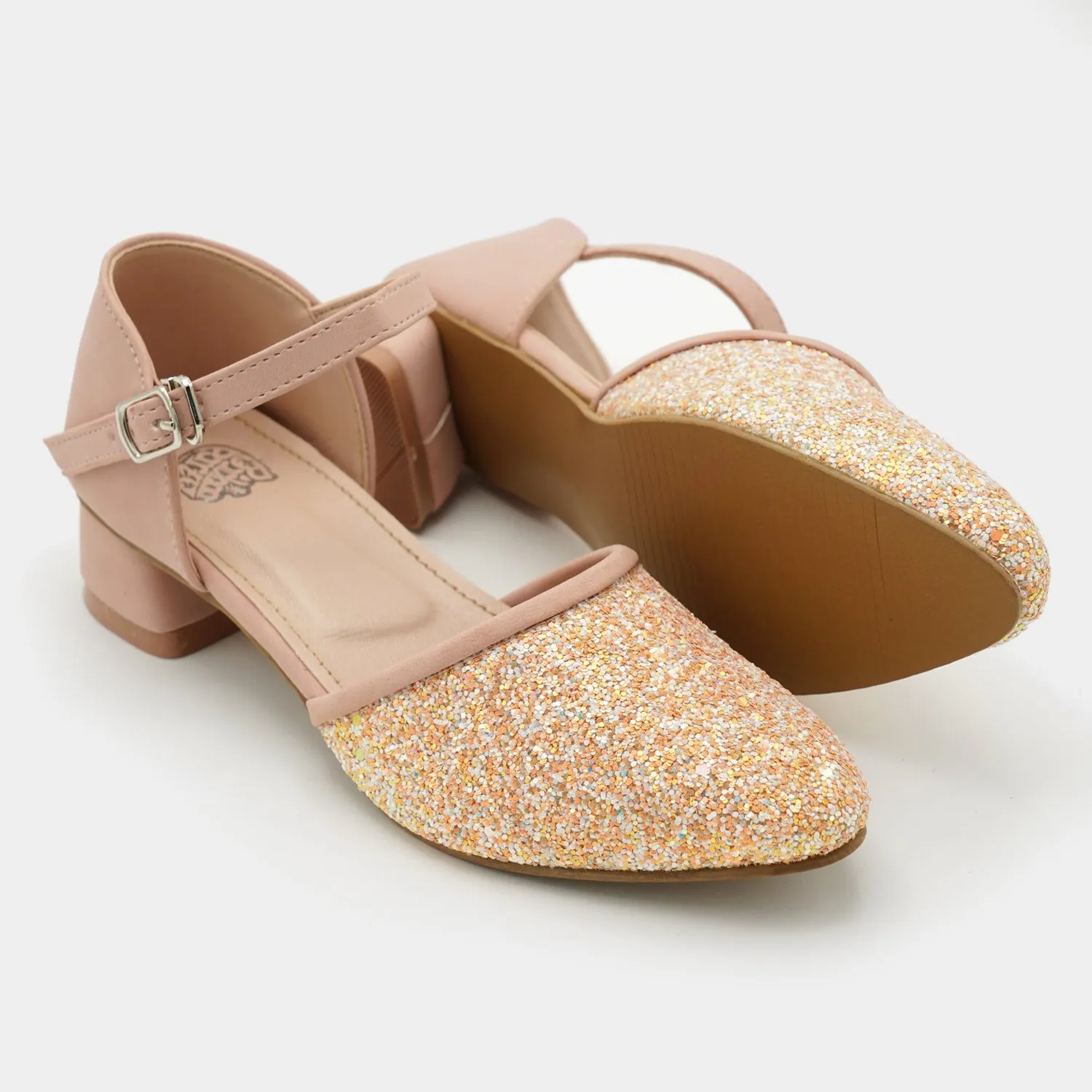 Girls Pumps Heels 456-44-Peach