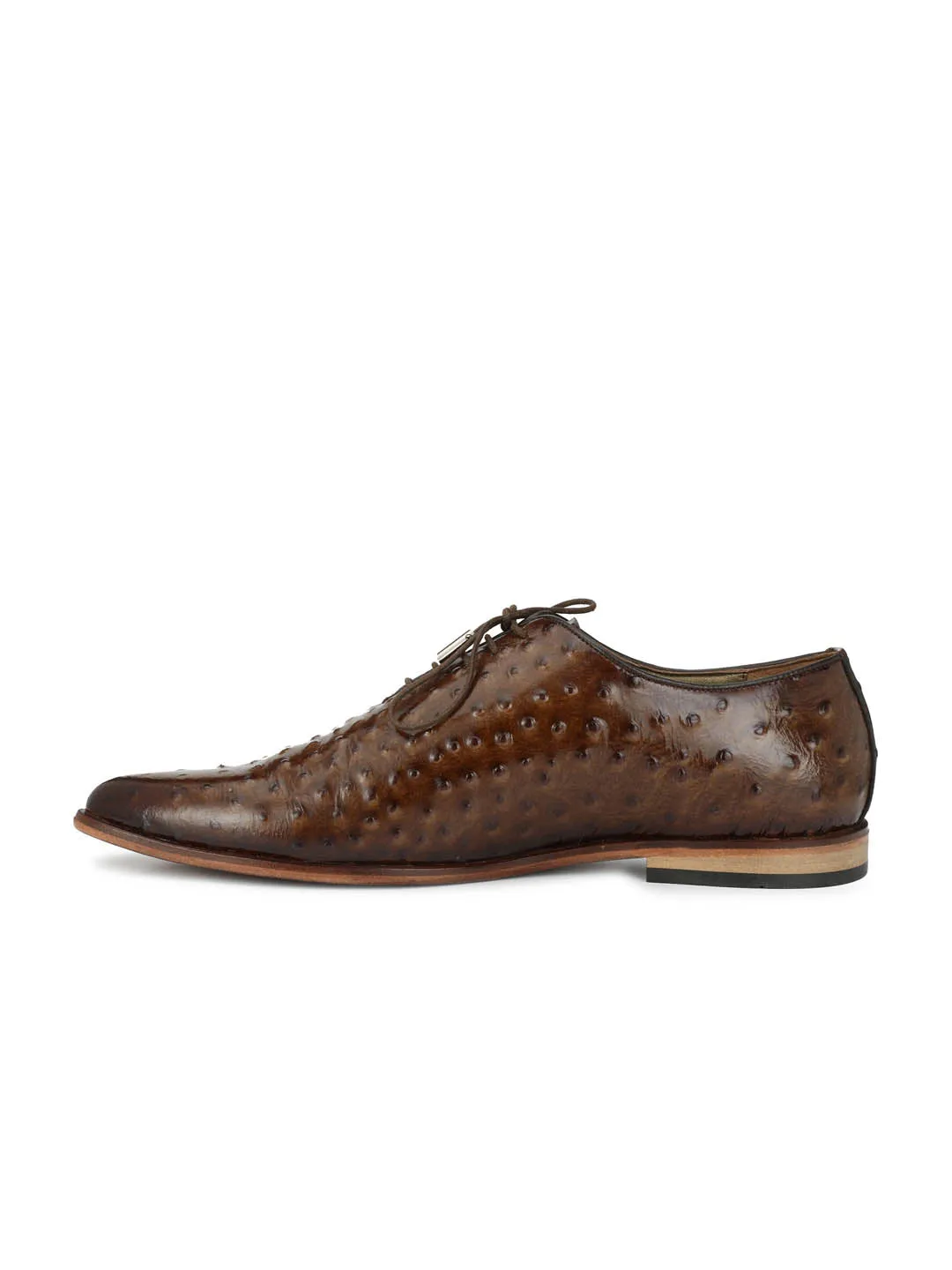 Hitz Men's Brown Leather Lace-up Party Wear Shoes