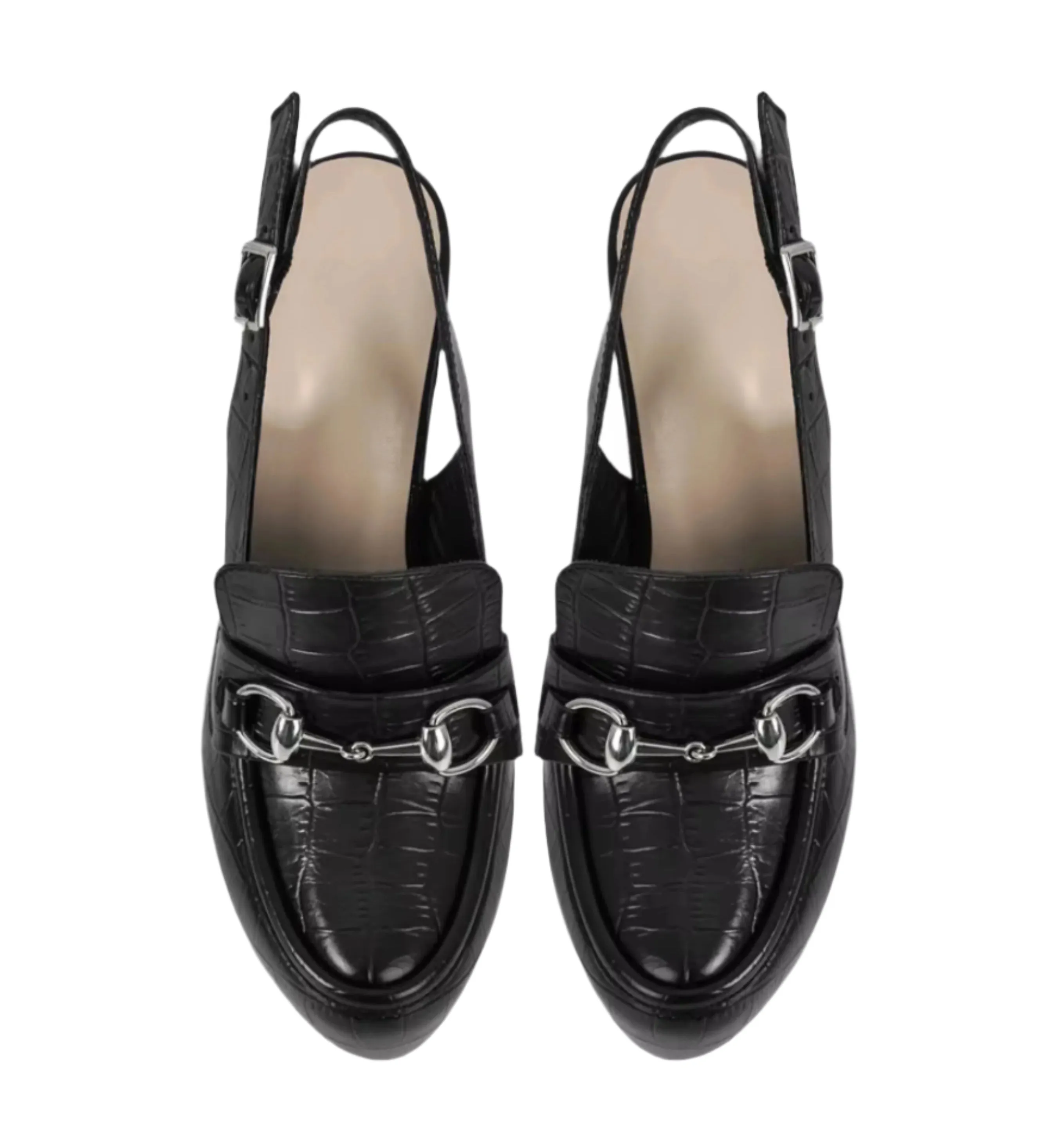 Platform Chunky Heel Ankle Buckle Strap Round Toe Shoes