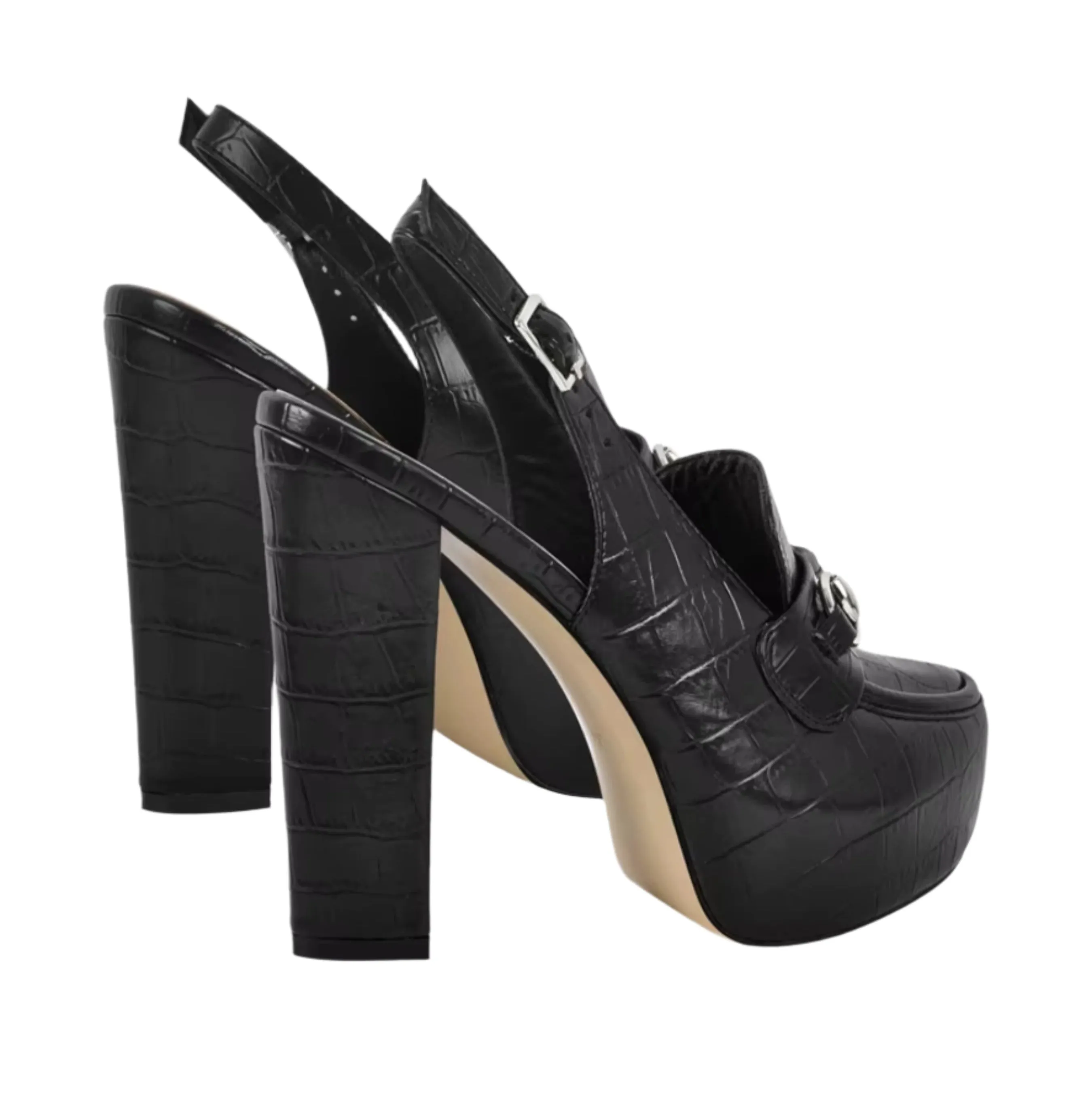 Platform Chunky Heel Ankle Buckle Strap Round Toe Shoes