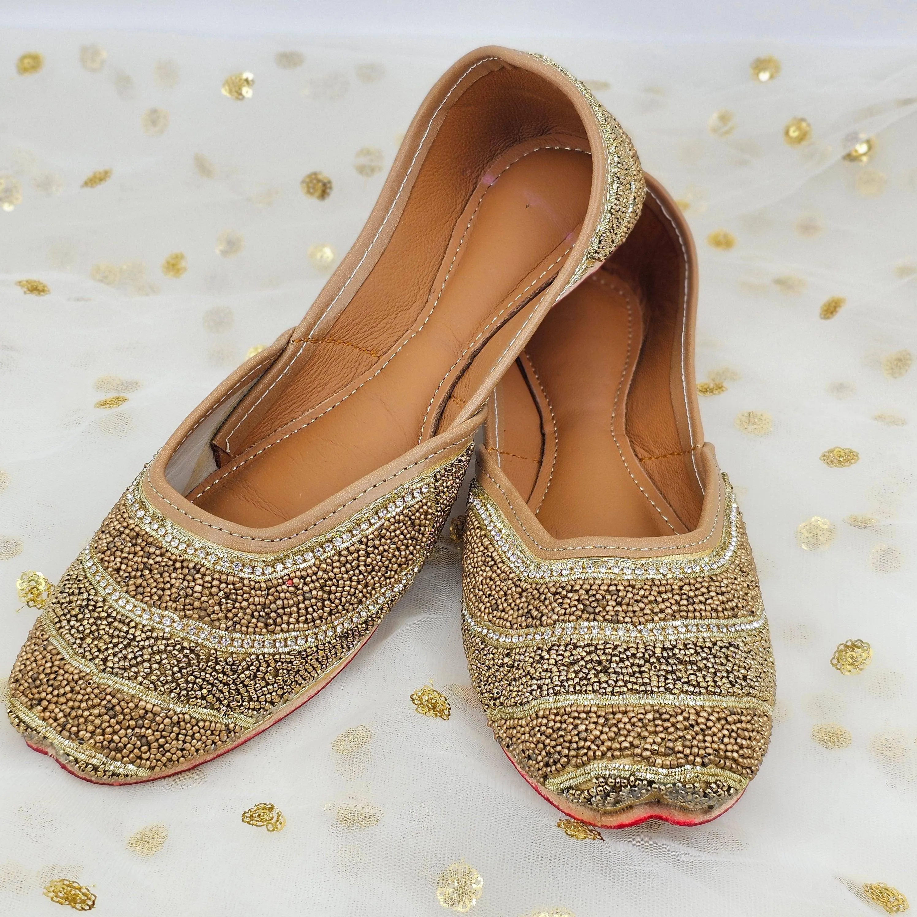 Sunahri Gold Handmade Ladies Indian Pakistani Jutti