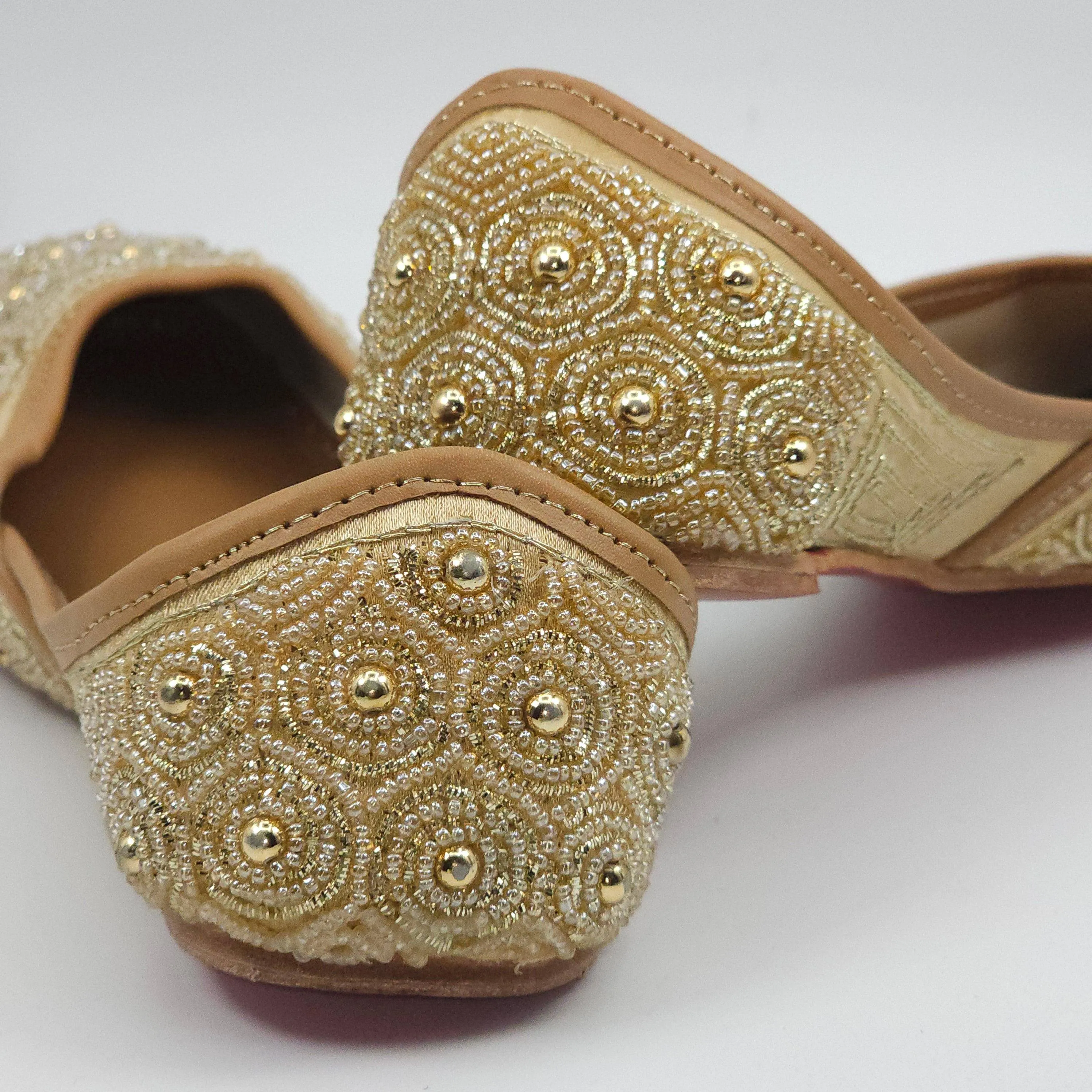 Tia Gold Embelised Bridal Juttis
