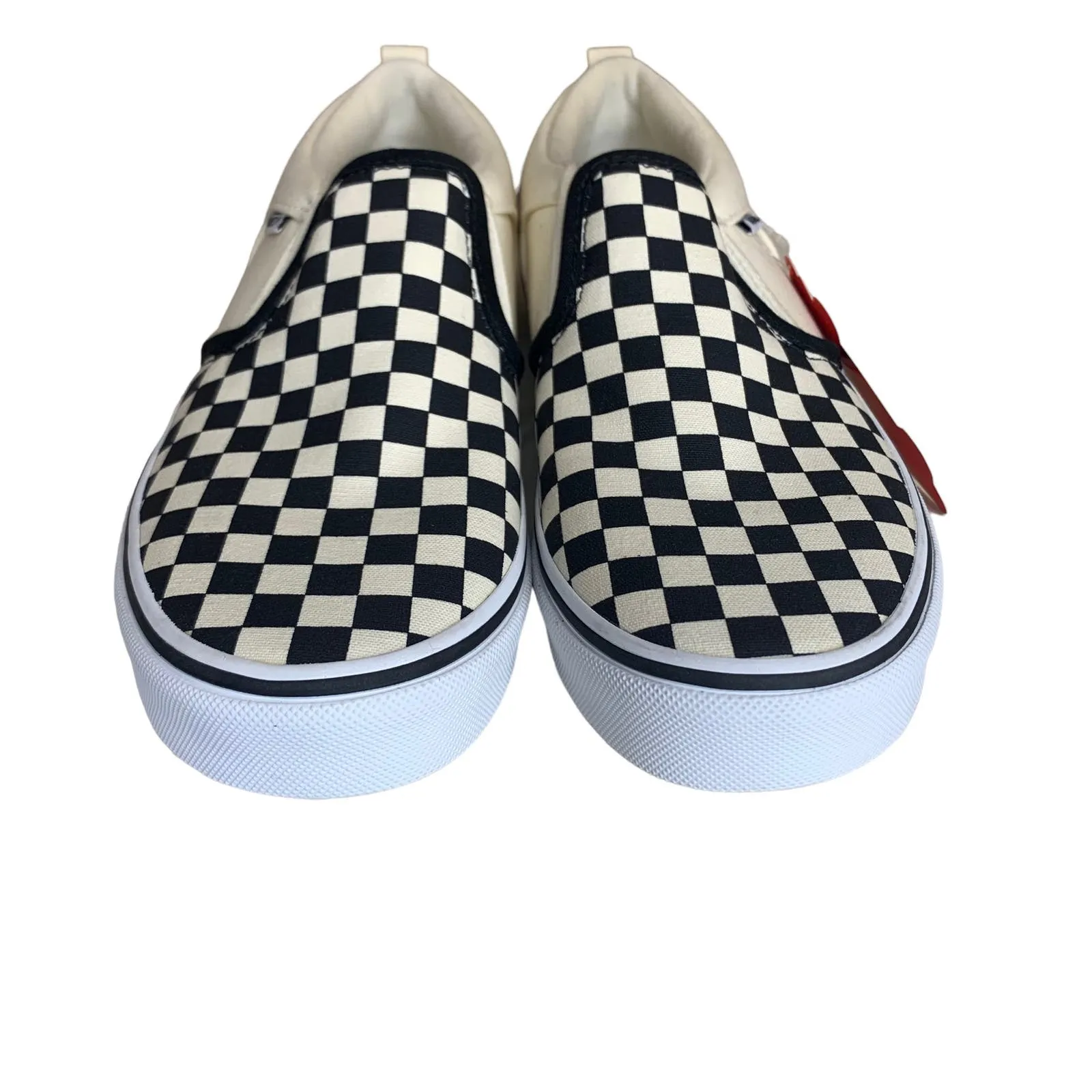 Vans Asher Canvas Fabric Checkered Skate Slip On Padded Shoes SZ 7 youth