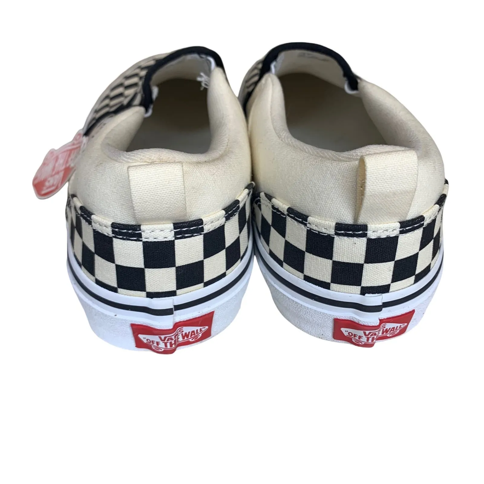 Vans Asher Canvas Fabric Checkered Skate Slip On Padded Shoes SZ 7 youth