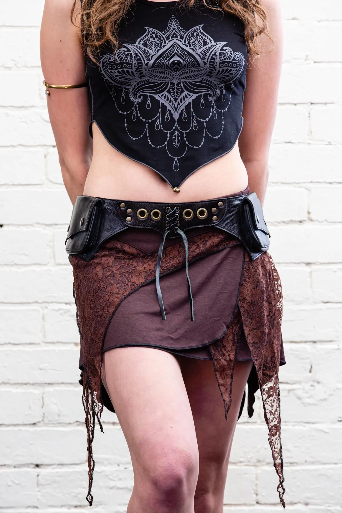Venom Leather Pocket Belt in Black