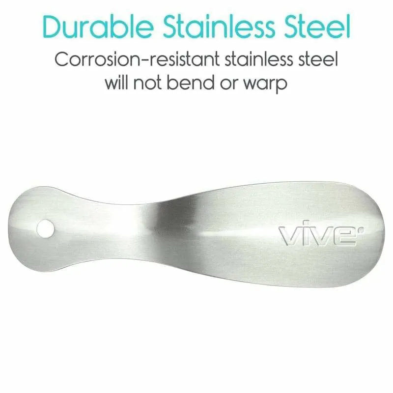 Vive Health 7.5" Metal Shoe Horn - Silver